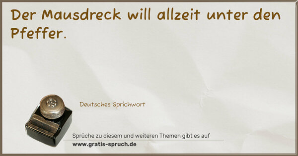 Spruch Visualisierung: Der Mausdreck will allzeit unter den Pfeffer.