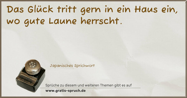 Spruch Visualisierung: Das Glück tritt gern in ein Haus ein,
wo gute Laune herrscht.