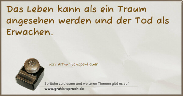 Spruch Visualisierung: Das Leben kann als ein Traum angesehen werden
und der Tod als Erwachen.