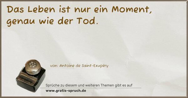 Spruch Visualisierung: Das Leben ist nur ein Moment, genau wie der Tod. 