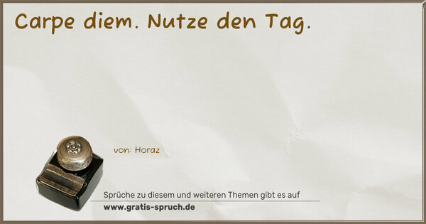 Spruch Visualisierung: Carpe diem.
Nutze den Tag.